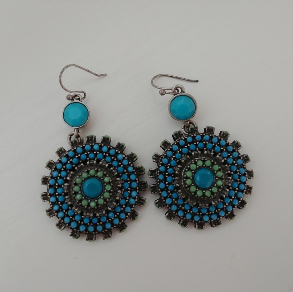Jessica Simpson Blue Disc Drop Earrings